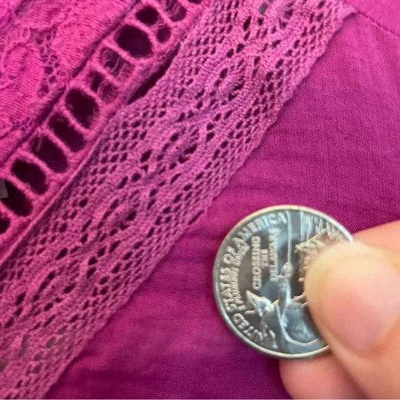 FARM Rio Anthropologie "Kelsie" Magenta V-Neck Boho Colorful Puff Sleeve Blouse - Picture 11 of 15